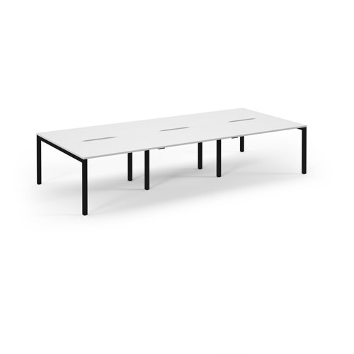 Connex 2 Scalloped Triple Back-to-Back Desk 3600x1600mm Black Frame/White Top SCO3616-K-WH Connex 2 Scalloped Triple Back-to-Back Desk 3600x1600mm Black Frame/White Top SCO3616-K-WH