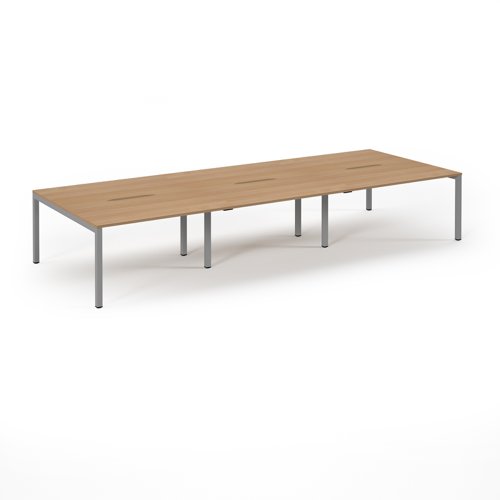 Connex 2 Scalloped Triple Back-to-Back Desk 4200x1600mm Silver Frame/Beech Top SCO4216-S-B Connex 2 Scalloped Triple Back-to-Back Desk 4200x1600mm Silver Frame/Beech Top SCO4216-S-B