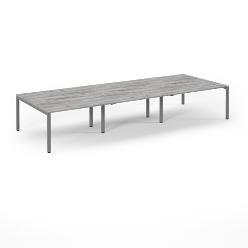 Connex 2 Scalloped Triple Back-to-Back Desk 4200x1600mm Silver Frame/Grey Oak Top SCO4216-S-GO Connex 2 Scalloped Triple Back-to-Back Desk 4200x1600mm Silver Frame/Grey Oak Top SCO4216-S-GO