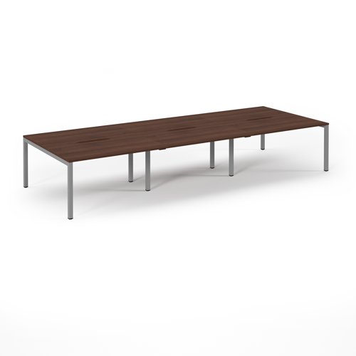 Connex 2 Scalloped Triple Back-to-Back Desk 4200x1600mm Silver Frame/Walnut Top SCO4216-S-W Connex 2 Scalloped Triple Back-to-Back Desk 4200x1600mm Silver Frame/Walnut Top SCO4216-S-W