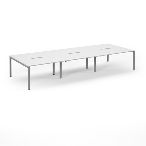Connex 2 Scalloped Triple Back-to-Back Desk 4200x1600mm Silver Frame/White Top SCO4216-S-WH Connex 2 Scalloped Triple Back-to-Back Desk 4200x1600mm Silver Frame/White Top SCO4216-S-WH
