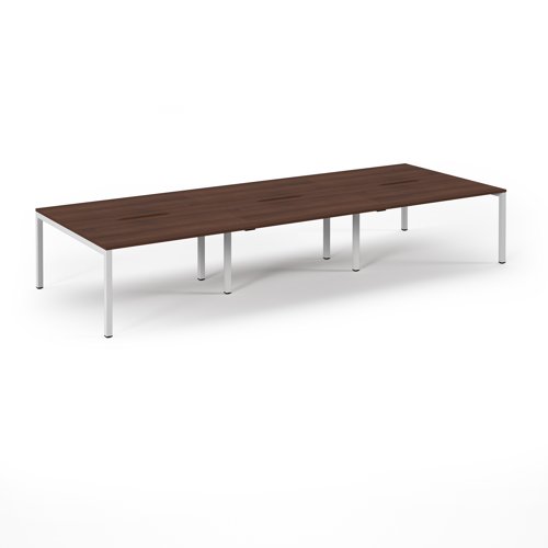 Connex 2 Scalloped Triple Back-to-Back Desk 4200x1600mm White Frame/Walnut Top SCO4216-WH-W Connex 2 Scalloped Triple Back-to-Back Desk 4200x1600mm White Frame/Walnut Top SCO4216-WH-W