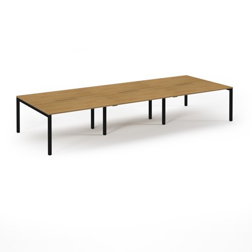 Connex 2 Scalloped Triple Back-to-Back Desk 4200x1600mm Black Frame/Oak Top SCO4216-K-O Connex 2 Scalloped Triple Back-to-Back Desk 4200x1600mm Black Frame/Oak Top SCO4216-K-O