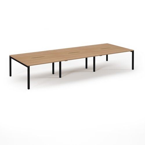 Connex 2 Scalloped Triple Back-to-Back Desk 4200x1600mm Black Frame/Beech Top SCO4216-K-B Connex 2 Scalloped Triple Back-to-Back Desk 4200x1600mm Black Frame/Beech Top SCO4216-K-B