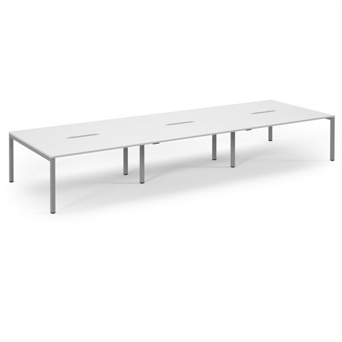 Connex 2 Scalloped Triple Back-to-Back Desk 4800x1600mm Silver Frame/White Top SCO4816-S-WH Connex 2 Scalloped Triple Back-to-Back Desk 4800x1600mm Silver Frame/White Top SCO4816-S-WH