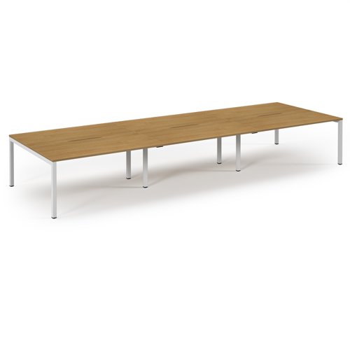 Connex 2 Scalloped Triple Back-to-Back Desk 4800x1600mm White Frame/Oak Top SCO4816-WH-O Connex 2 Scalloped Triple Back-to-Back Desk 4800x1600mm White Frame/Oak Top SCO4816-WH-O