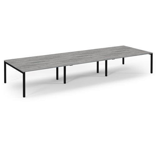 Connex 2 Scalloped Triple Back-to-Back Desk 4800x1600mm Black Frame/Grey Oak Top SCO4816-K-GO Connex 2 Scalloped Triple Back-to-Back Desk 4800x1600mm Black Frame/Grey Oak Top SCO4816-K-GO