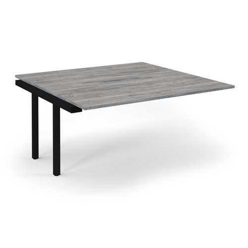 Connex 2 Scalloped Back-to-Back Add-On Desk 1600x1600x725mm Black Frame/Grey Oak Top SCO1616-AB-K-GO Connex 2 Scalloped Back-to-Back Add-On Desk 1600x1600x725mm Black Frame/Grey Oak Top SCO1616-AB-K-GO