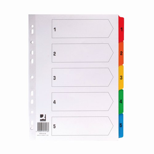 Mylar+Index+1-5+Numeric+A4+Assorted+Colours