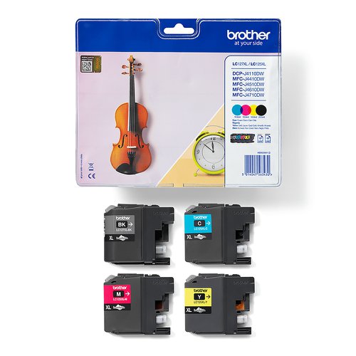 Brother Inkjet Cartridge High Capacity Black/Cyan/Magenta/Yellow Value Pack LC127XLVALBP Brother Inkjet Cartridge High Capacity Black/Cyan/Magenta/Yellow Value Pack LC127XLVALBP