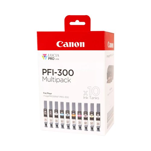 Canon PFI-300 Inkjet Cartridge 2xBlack/8-Colour Value Pack 4192C008 Canon PFI-300 Inkjet Cartridge 2xBlack/8-Colour Value Pack 4192C008