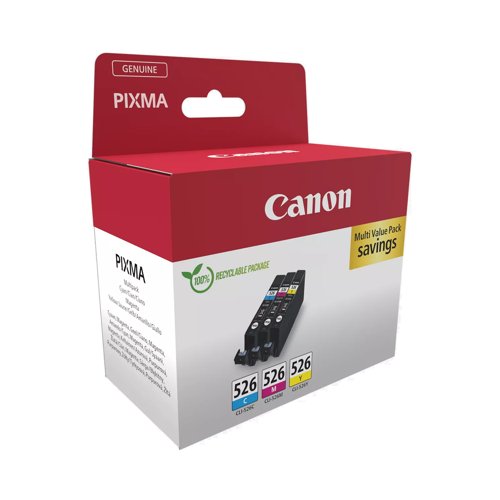 Canon CLI-526 Inkjet Cartridge 3-Colour Value Pack 4541B018 Canon CLI-526 Inkjet Cartridge 3-Colour Value Pack 4541B018