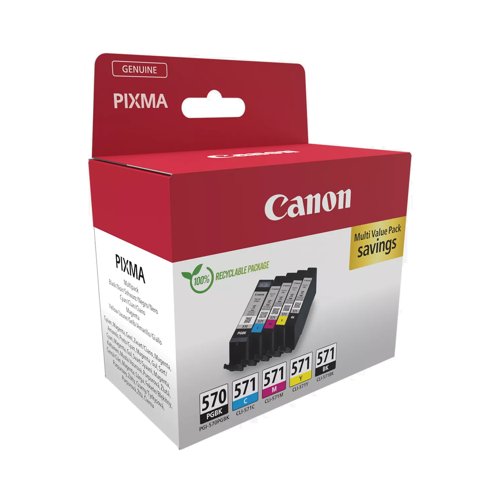 Canon PGI-570/CLI-571 Inkjet Cartridge 2xBlack/3-Colour Value Pack 0372C006 Canon PGI-570/CLI-571 Inkjet Cartridge 2xBlack/3-Colour Value Pack 0372C006