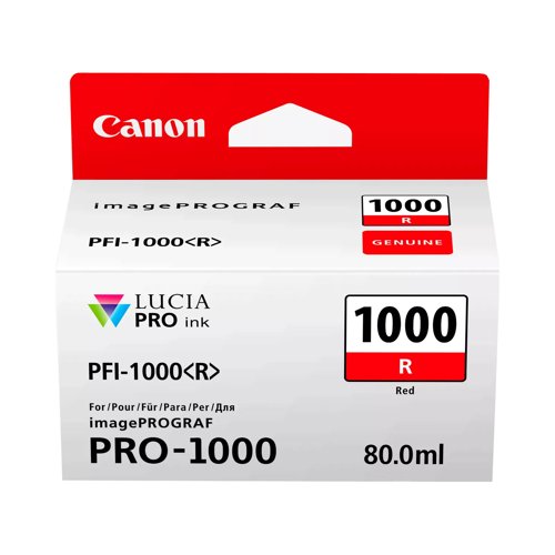 Canon PFI-1000R Inkjet Cartridge Red 0554C001 Canon PFI-1000R Inkjet Cartridge Red 0554C001