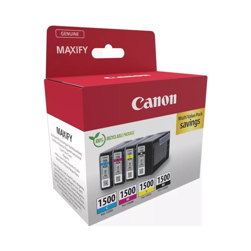 Canon PGI-1500 Inkjet Cartridge Black/3-Colour Value Pack 9218B006 Canon PGI-1500 Inkjet Cartridge Black/3-Colour Value Pack 9218B006