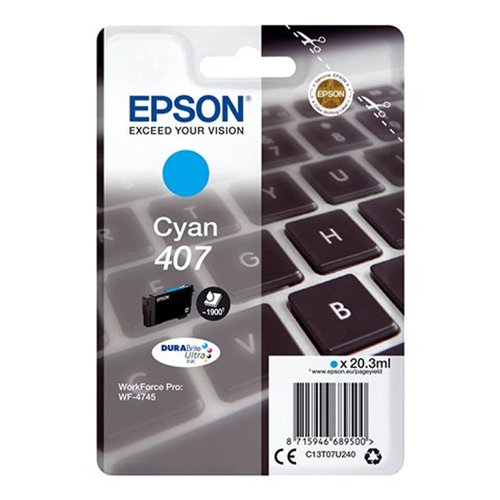 Epson No.407 Inkjet Cartridge Cyan C13T07U240 Epson No.407 Inkjet Cartridge Cyan C13T07U240