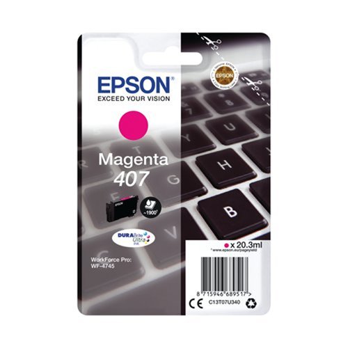 Epson No.407 Inkjet Cartridge Magenta C13T07U340 Epson No.407 Inkjet Cartridge Magenta C13T07U340