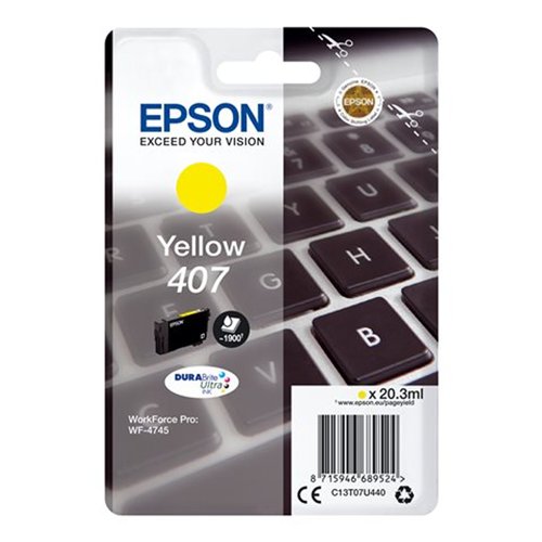 Epson No.407 Inkjet Cartridge Yellow C13T07U440 Epson No.407 Inkjet Cartridge Yellow C13T07U440
