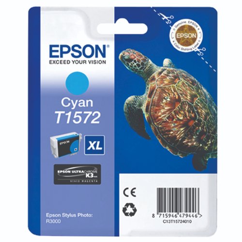 Epson T1572 Inkjet Cartridge High Capacity Cyan C13T15724010 Epson T1572 Inkjet Cartridge High Capacity Cyan C13T15724010
