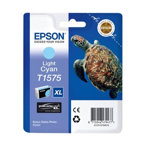 Epson T1575 Inkjet Cartridge High Capacity Light Cyan C13T15754010 Epson T1575 Inkjet Cartridge High Capacity Light Cyan C13T15754010