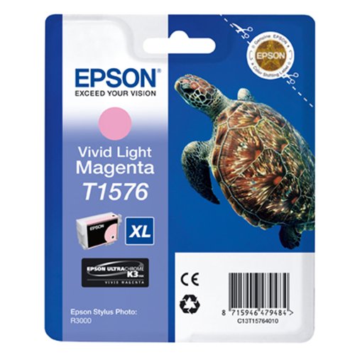 Epson T1576 Inkjet Cartridge High Capacity Vivid Light Magenta C13T15764010 Epson T1576 Inkjet Cartridge High Capacity Vivid Light Magenta C13T15764010