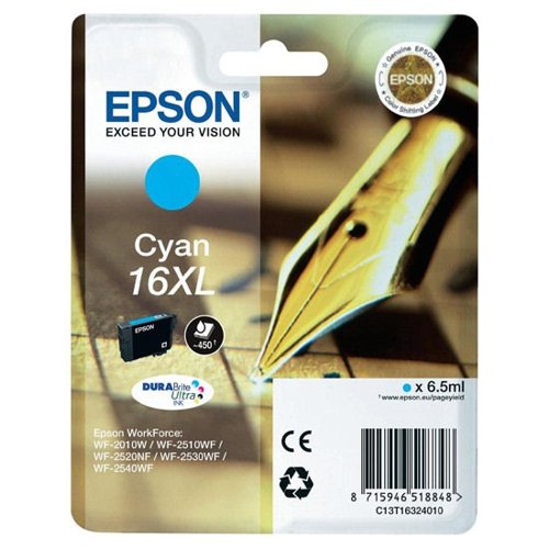Epson+No.16XL+Inkjet+Cartridge+High+Capacity+Cyan+T16324012