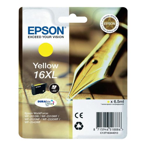 Epson+No.16XL+Inkjet+Cartridge+High+Capacity+Yellow+T16344012