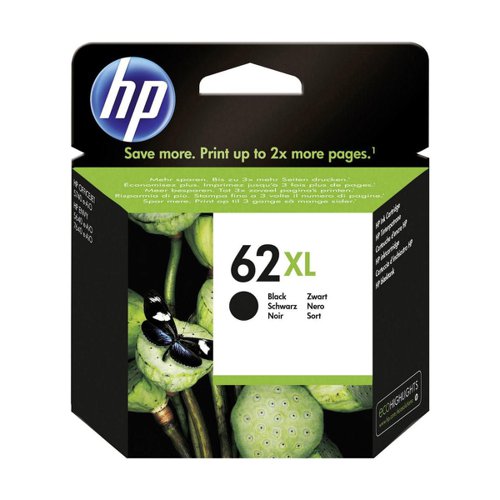 HP+No.62XL+Inkjet+Cartridge+High+Capacity+Black+C2P05AE