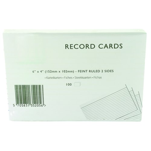 Record+Cards+152x102mm+White+%28Pack+100%29