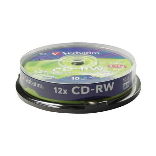 Verbatim+CD-RW+Spindle+12x+Speed+%28Pack+10%29+43480