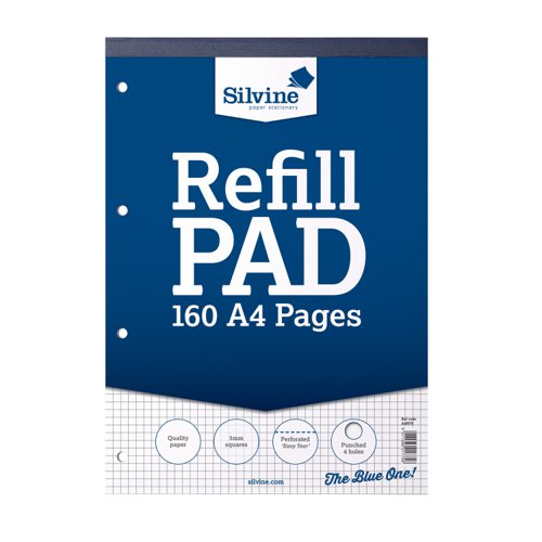 Silvine+Refill+Pad+A4+Graph+5mm+75gsm+160pages+A4RPX