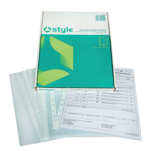 Style Plastic Pockets A4 40micron Clear (Pack 100)