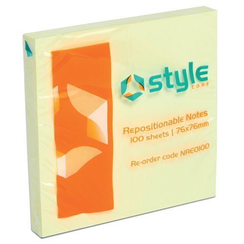 Style+Repositionable+Notes+76x76mm+Yellow