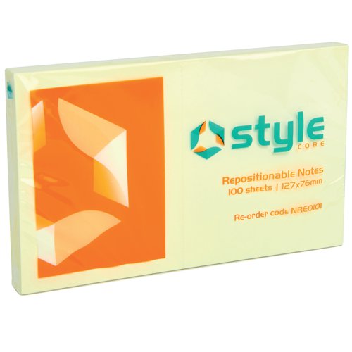 Style Repositionable Notes 76x127mm Yellow