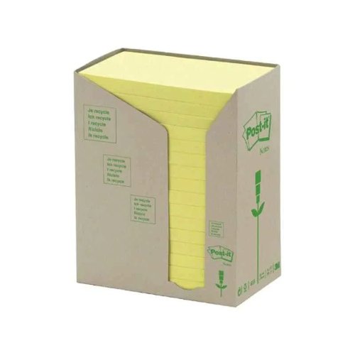 3M+Post-it+Notes+Recycled+Tower+76x127mm+Canary+Yellow+%28Pack+16%29+655-1T