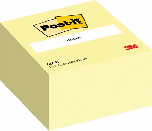 3M Post-it Note Cube 76x76mm Pastel Yellow 636-B