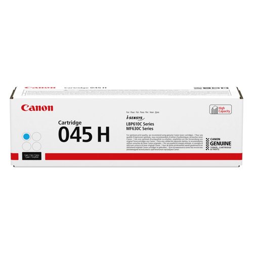 Canon 045H Toner Cartridge High Capacity Cyan 1245C002 Canon 045H Toner Cartridge High Capacity Cyan 1245C002