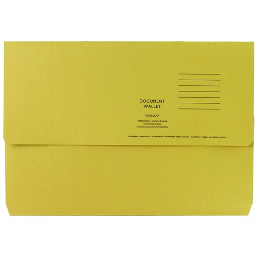 Half+Flap+Document+Wallet+Foolscap+Yellow+250gsm+%28Pack+50%29