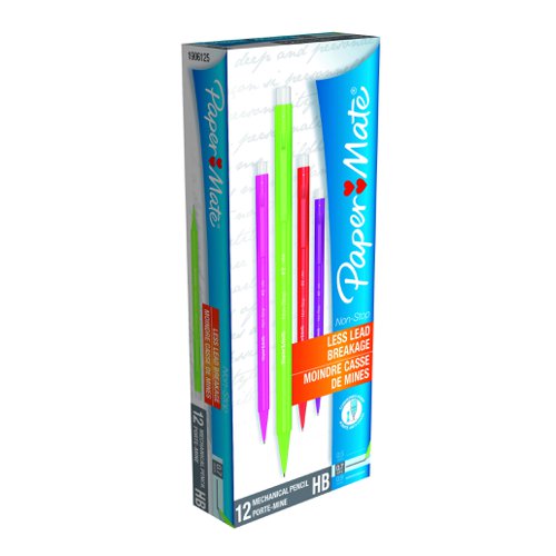 Paper+Mate+Non-Stop+Pencil+Assorted+Neon+%28Pack+12%29+1906125