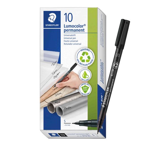 STAEDTLER Lumocolor Pen Permanent Superfine 0.4mm Black 313-9