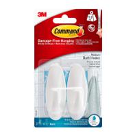 COMMAND MEDIUM BATH HOOKS WHITE PACK 2