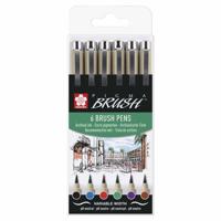 SAKURA PIGMA BRUSH PEN SET ASST (6)