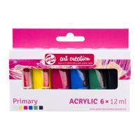 TALENS ACRYLIC COLOUR SET 12ML PRIM (6)