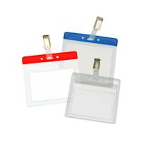 PVC BADGE HOLDER & CLIP RED (5)
