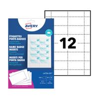 AVERY NAME BADGE INSERTS 75X40MM (20)