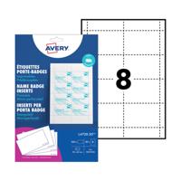 AVERY NAME BADGE INSERTS 90X60MM (20)