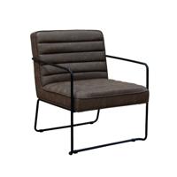 DECCO RIBBED LOUNGE CHAIR BROWN LTHR