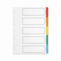 Mylar Subject Dividers 5 Part A4 Assorted Colours