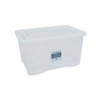 PLASTIC STORAGE BOX WITH LID 60LT CLR