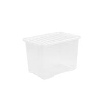 PLASTIC STORAGE BOX WITH LID 80LT CLR